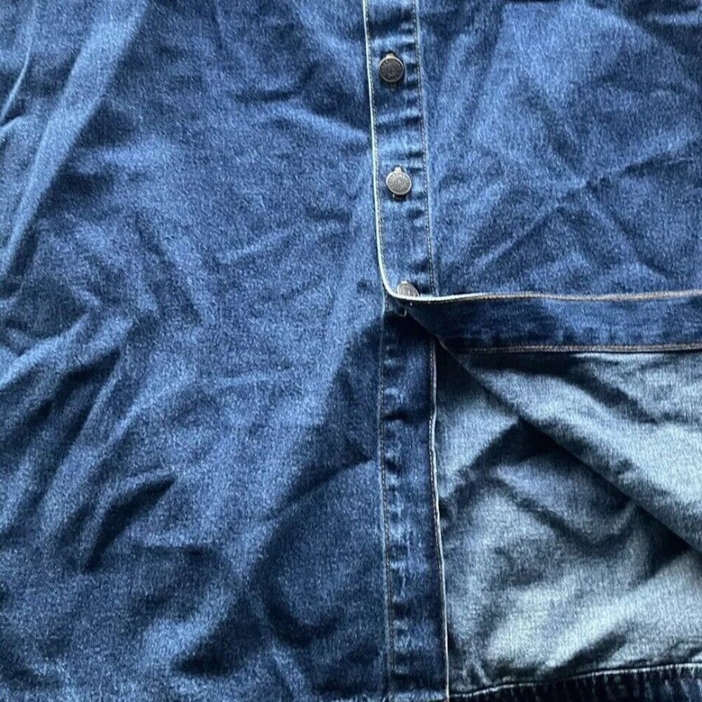 Vintage Bill Blass Women’s Below The Knee Denim Blue Button Jean Skirt Sz 16 - Picture 11 of 15